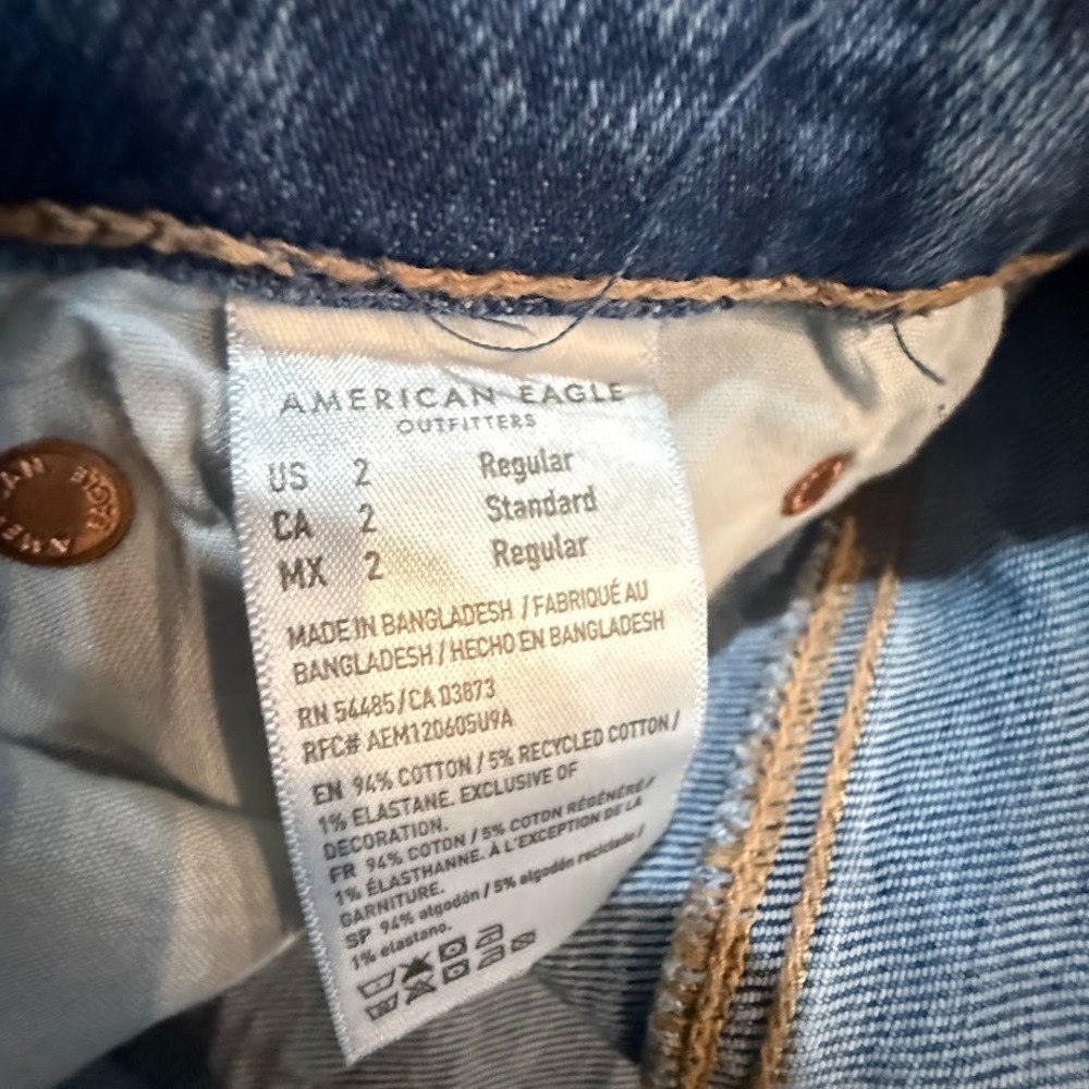American Eagle Jeans Womens 2 Blue Curvy Straight High Rise Distressed‎ - Picture 5 of 8